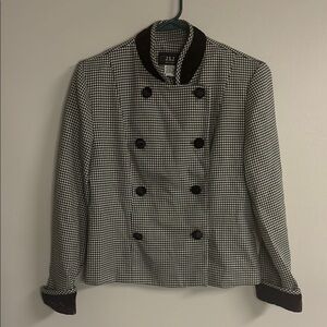 Vintage JSJ Size 12 Black and White Houndstooth Double-Breasted Blazer